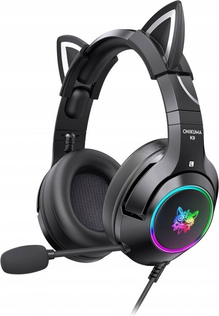 Onikuma K9 RGB Wired with Cat Ears Czarny Słuchawki PC Zdjęcie produktu 