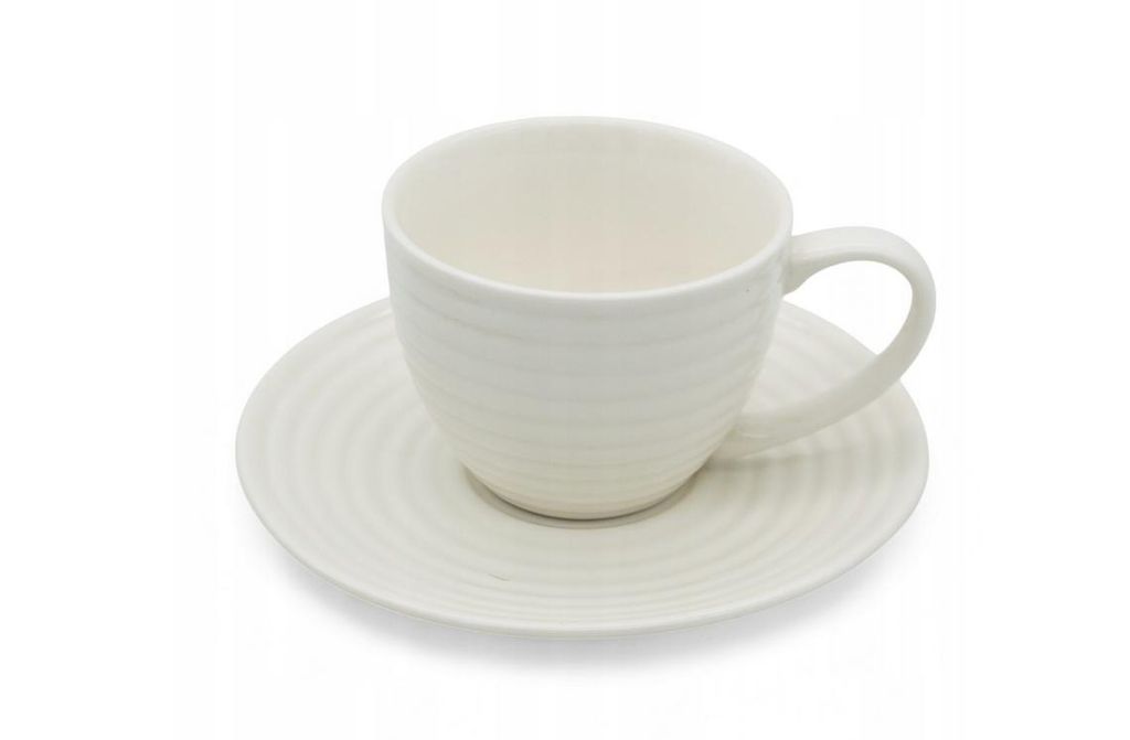 Bella Fiore 12-tlg. Kaffeeservice Set – 6 Personen – NBC Porzellan Weiß – 220ml Tassen mit Untertassen – Spülmaschinengeeignet – Gesche...