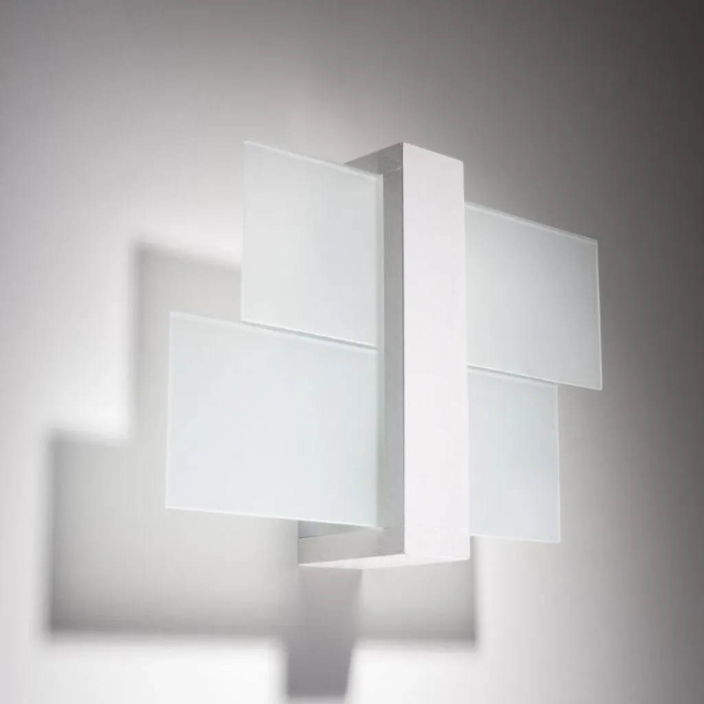 Applique Murale Bois Blanc et Verre Moderne pour Ampoule E27 modèle Oslo