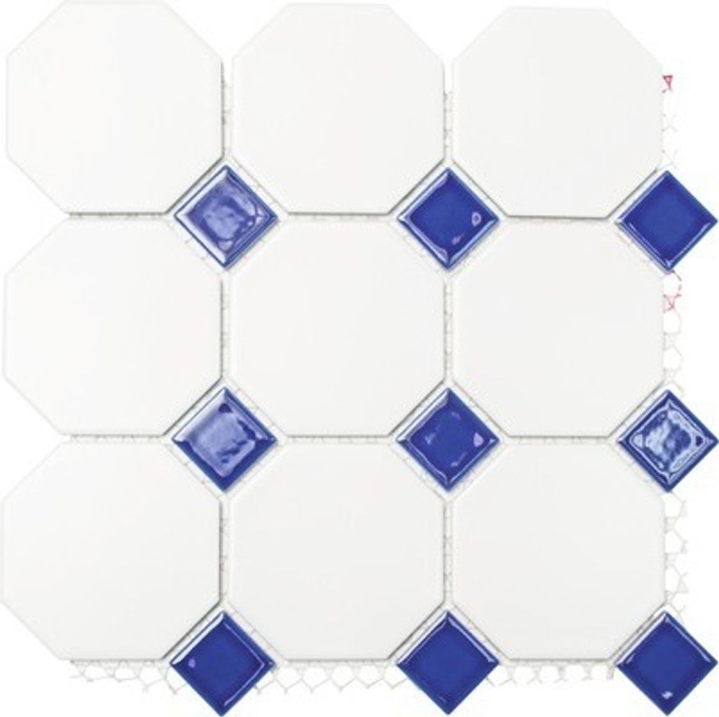 Keramikmosaik Octa weiß blau 30x30 cm