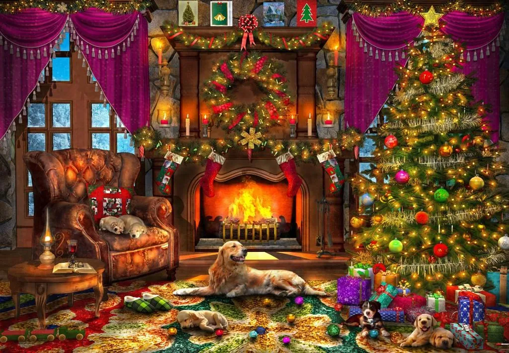 Puzzle 1000 pièces Scène Noël Douillet Bluebird - Activité Hiver