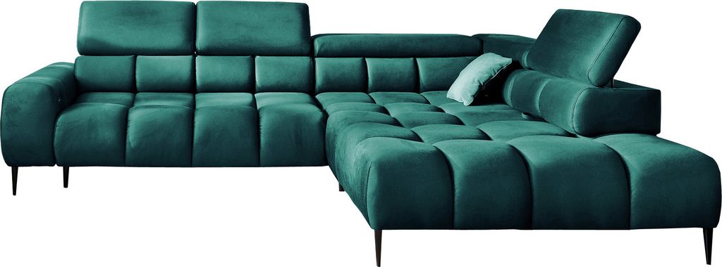 Ecksofa PLAZA L-Form | Rechte Seite | Funktional Komfortable Schlaffunktion Verstellbare Kopfstützen Verstellbarer Sitz Wellenfedersystem Hochelas...