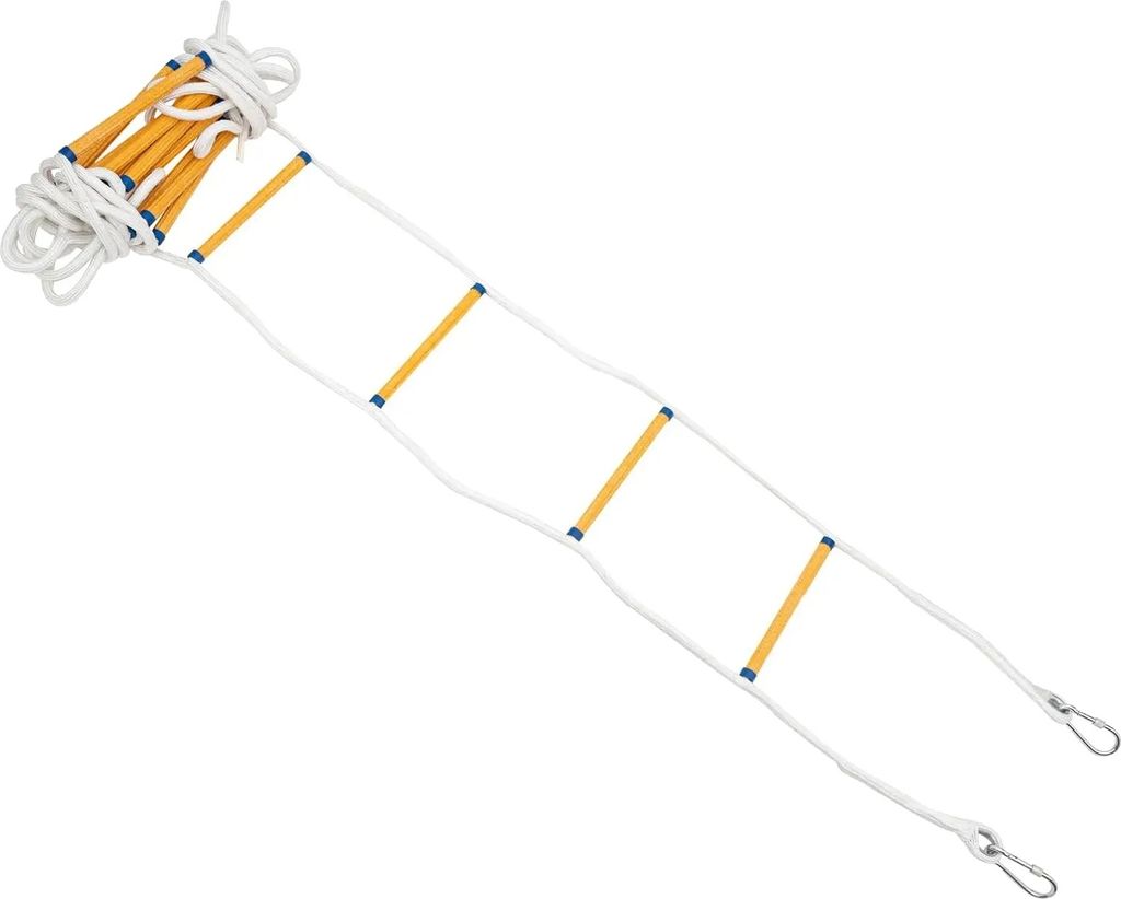 Feuerleiter-Seilleiter 10m, Schwerlast 200kg Tragfähigkeit, kompakte und leichte Sicherheitsleiter mit Haken für Zuhause, Balkon, Baumhaus und Re...