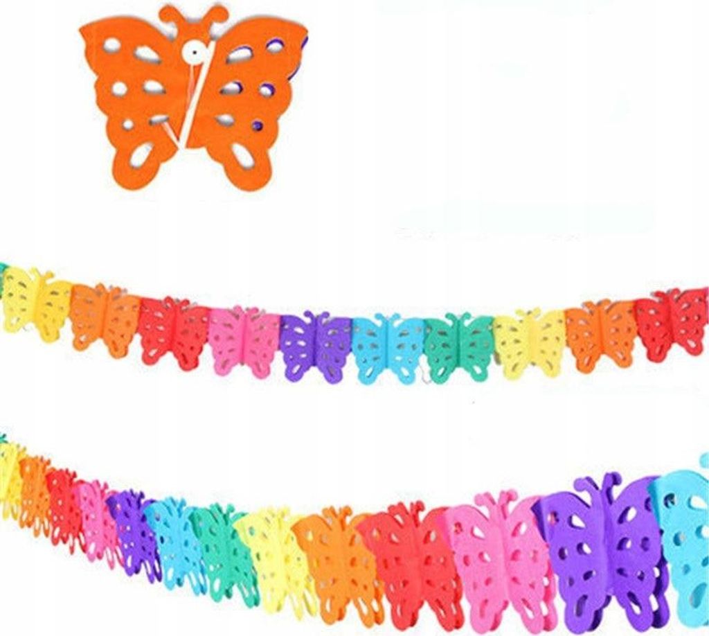 Bunte Schmetterling Girlande 3m - Papier Geburtstagsbanner für Party Deko & Feiern