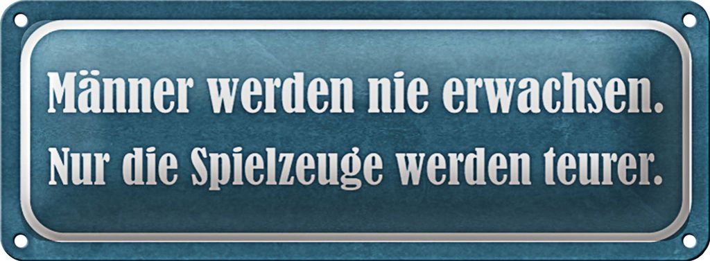 Blechschild Spruch 27x10cm Männer nie erwachsen Spielzeuge Dekoration