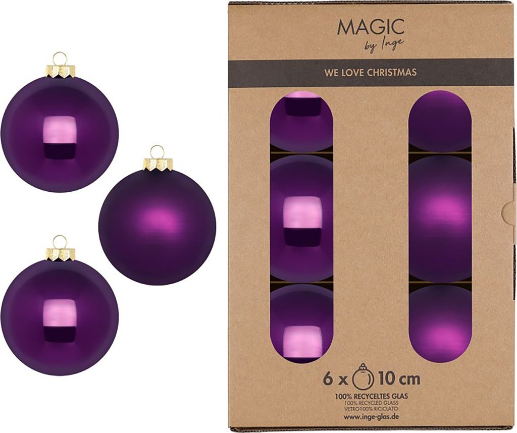 Weihnachtskugeln Glas 10cm 6 Stück - Purple Symphony