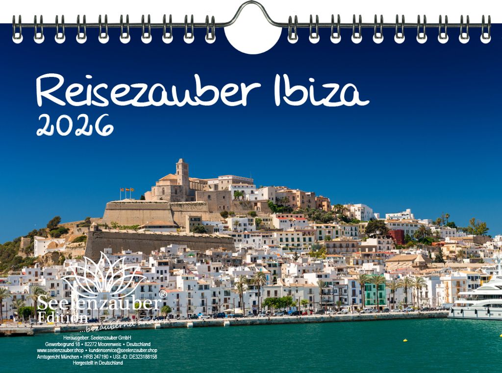 Reisezauber Ibiza DIN A5 Kalender für 2026 Eivissa Urlaub Strand Meer Mediterran Spanien - Seelenzauber