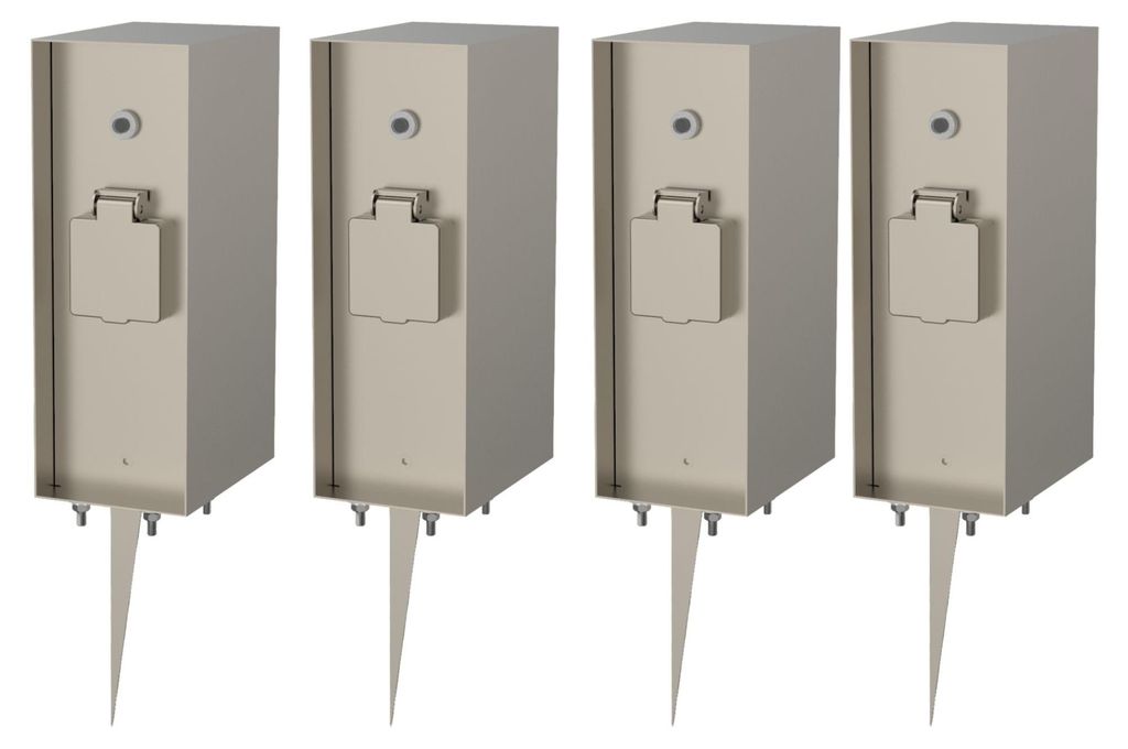 Novatool 4x Steckdosensäule 3-fach außen Silber gebürstet Produktbild 