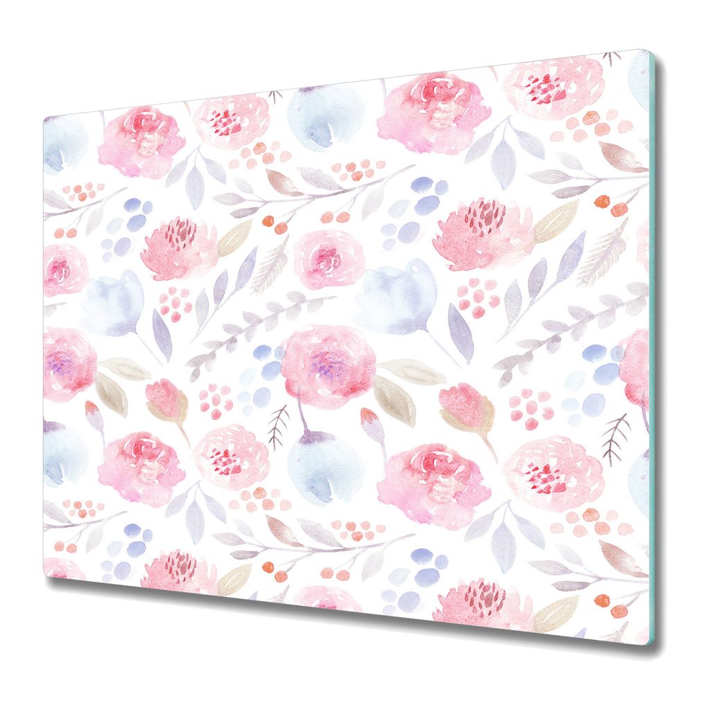 Küchenschneidebrett - Glasschneidebrett - Herdabdeckung - 60x52 - Rose vintage