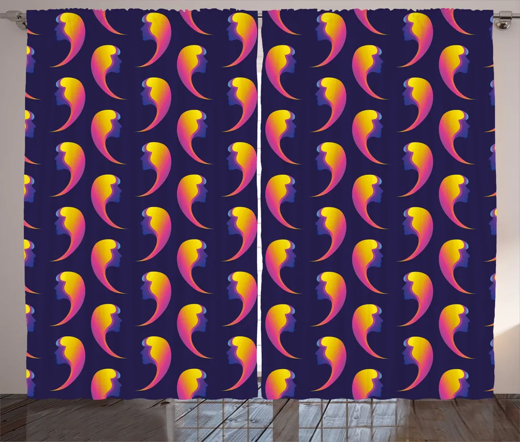 Rideau rétro ABAKUHAUS Portraits Fantasy World 280x225cm Violet Orange