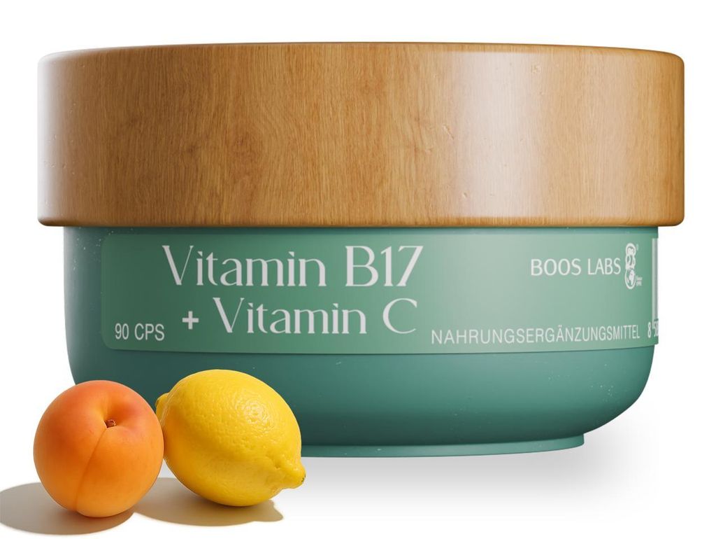 BOOS LABS das stärkste Vitamin B17 & Vitamin C I 1500mg I 90 vegane Kapseln I B17 Vitamin Kapseln Hochdosiert, Bittere Aprikosenkerne direkt aus d...