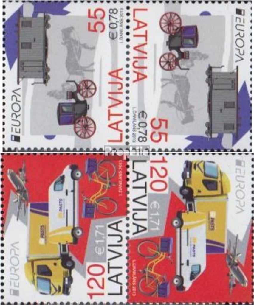 Briefmarken Lettland 2013 Mi 861A K-862A K (kompl.Ausg.) Kehrduckpaar postfrisch Europa