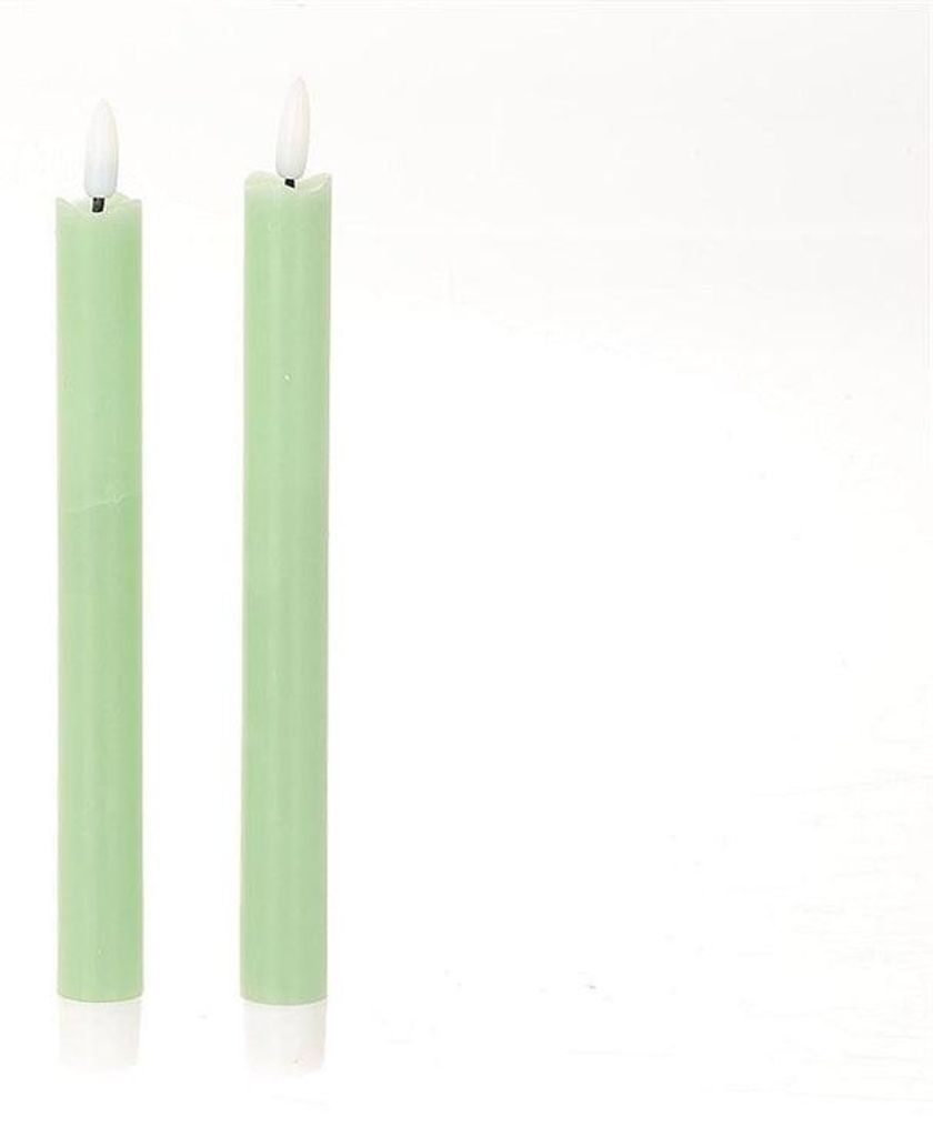 HBx Natural Living Dinner-Kerze LED-Flamme 24,5 cm grün