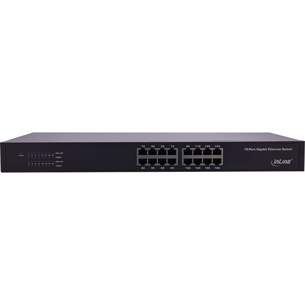 InLine Gigabit Netzwerk Switch 16-Port, 1Gb/s, 19" 1HE, Produktbild 