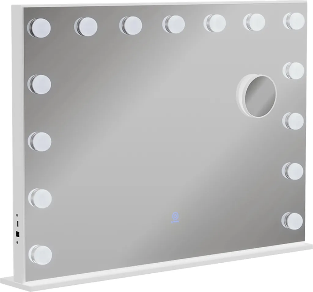 Miroir LED Vicco Greta 58x47cm Blanc, éclairage haute définition 51271