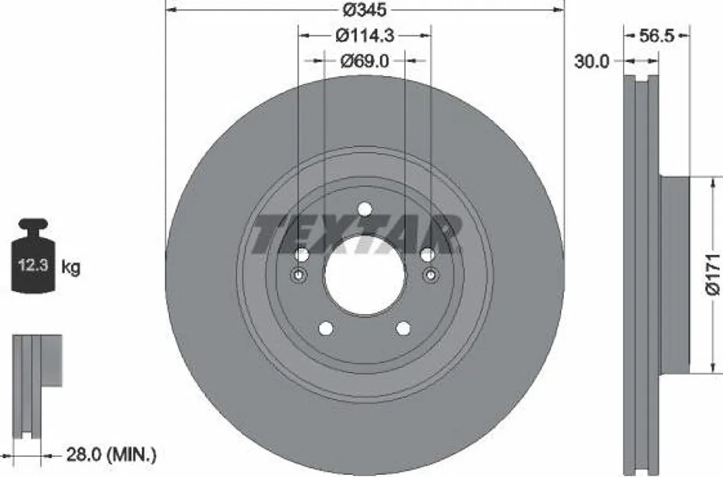Textar 92314805 Disque de Frein Haute Performance pour Kia Stinger