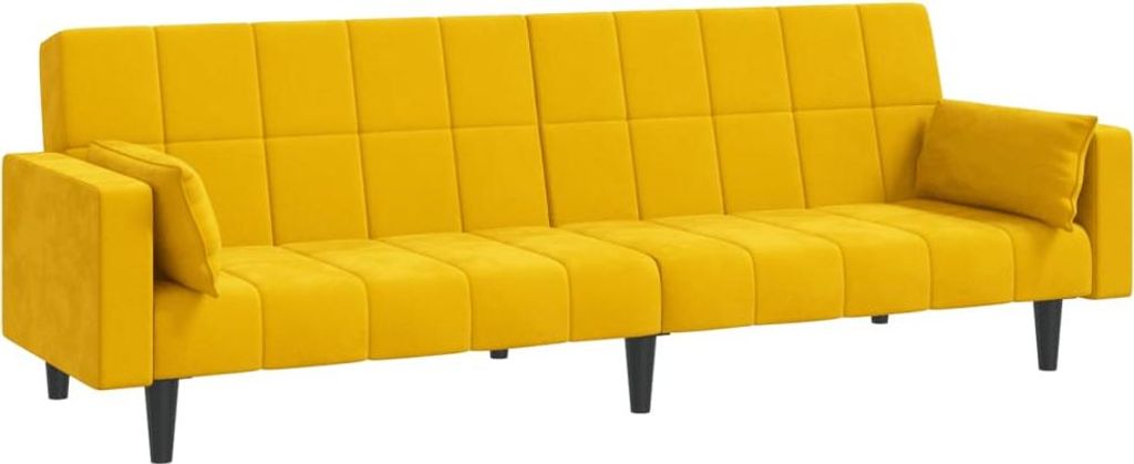vidaXL Schlafsofa 2-Sitzer mit 2 Kissen Gelb Samt