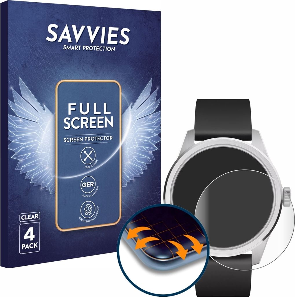 4x Savvies Fullscreen Schutzfolie für Withings ScanWatch 2 Produktbild 
