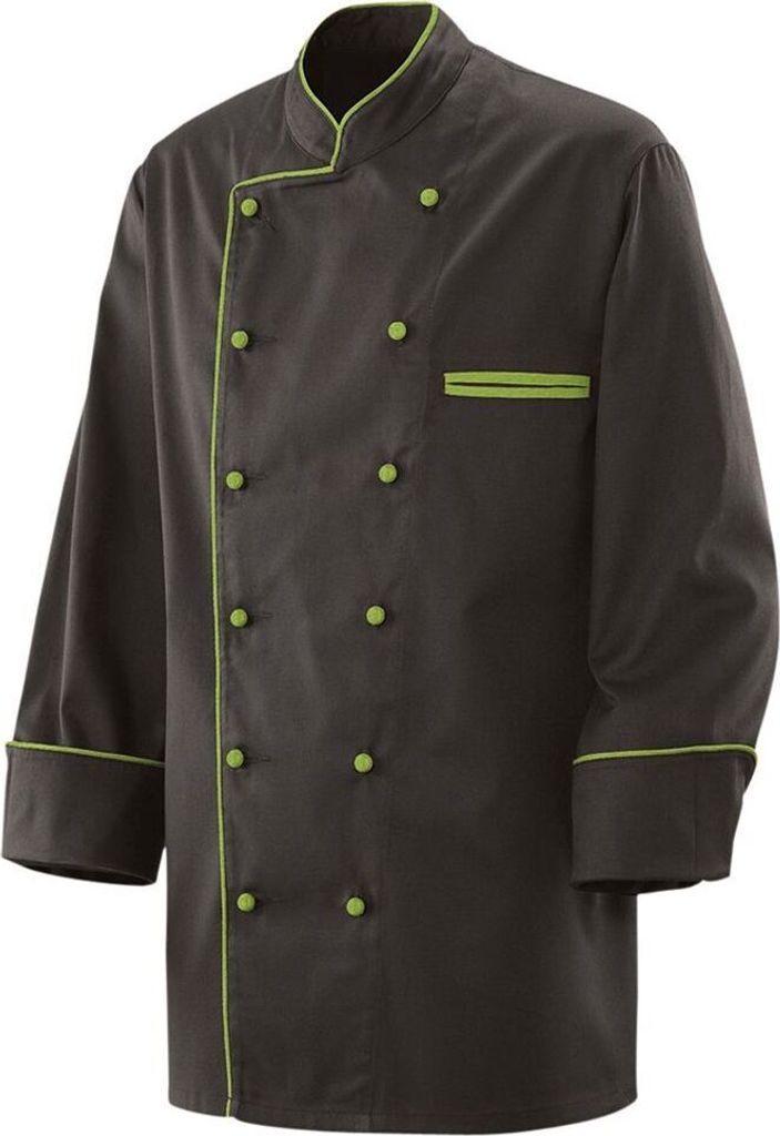 Kochjacke langarm, Fb. schwarz, Paspel lemongreen, Gr. 5XL Produktbild 