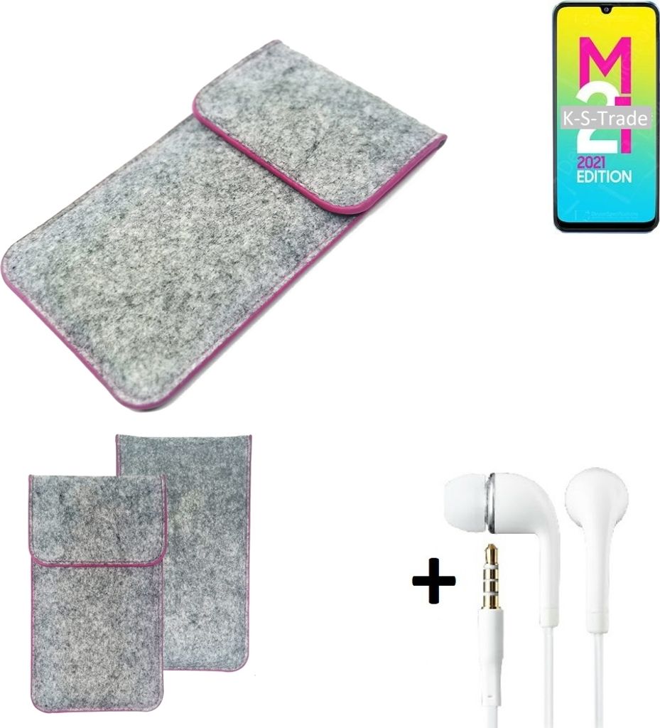 K-S-Trade Handy Schutz Hülle kompatibel mit Samsung Galaxy M21 2021 Schutzhülle Handyhülle Filztasche Pouch Tasche Case Sleeve Filzhülle hellgrau