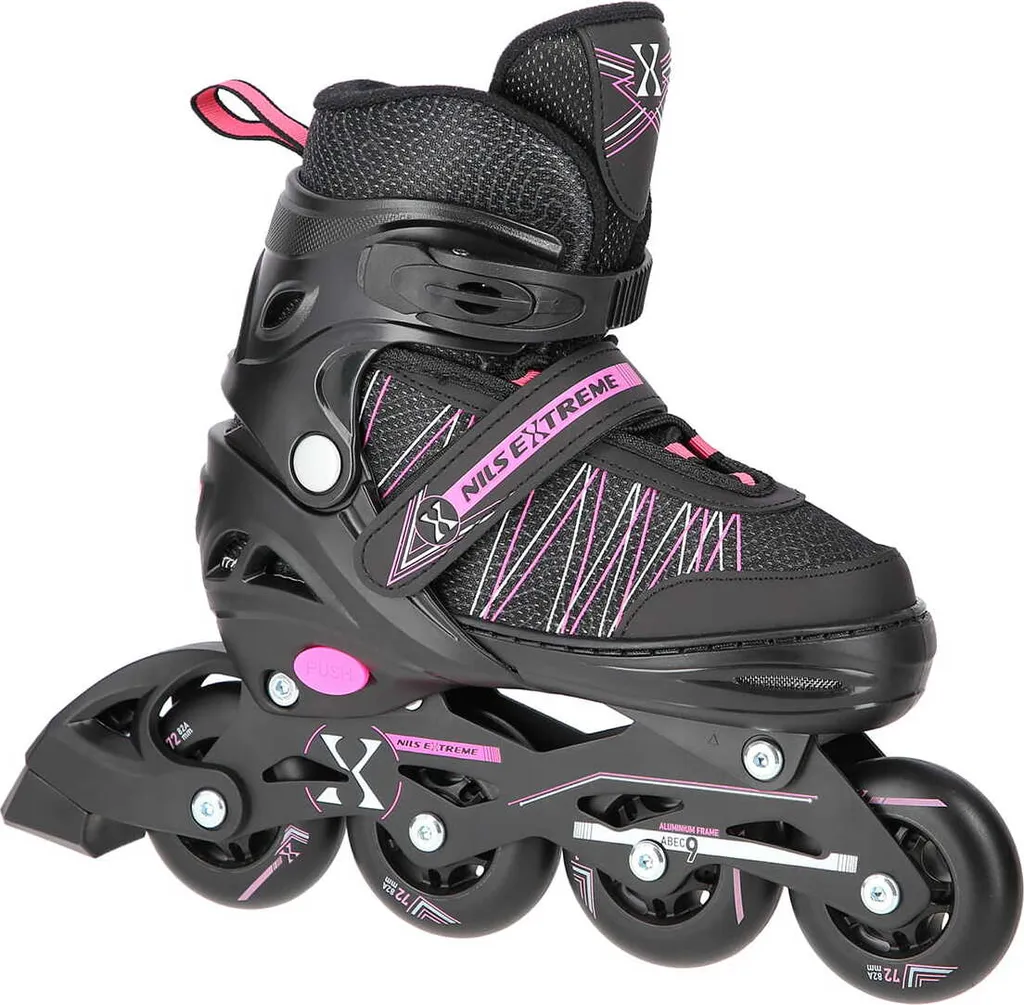 Patins à roulettes NILS Extreme NH11912 A 2en1 Rose réglable L 39-42