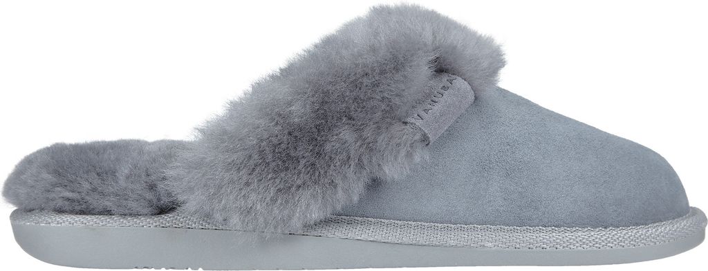Vanuba - Damen Hausschuhe Moderne Pantoffeln Echtleder Lammfell Natur Wolle D015 Grau, Größe 39 EU