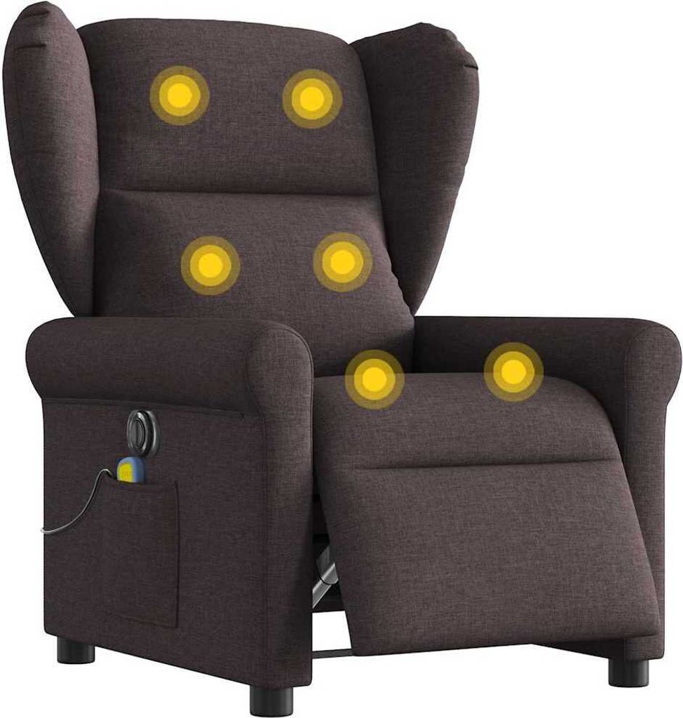 Massagesessel Elektrisch Dunkelbraun Stoff