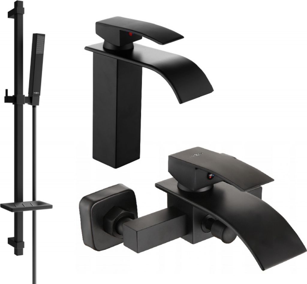 Mexen Aries DQ77 Badewannenset, Schwarz - 744803DQ77-70