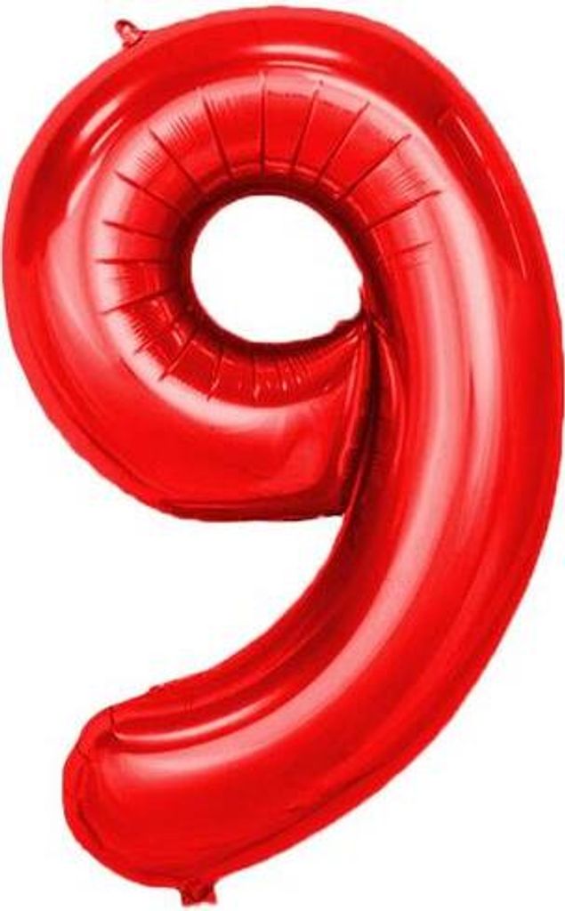 Folienballon Zahl 9, ca. 100 cm, rot Produktbild 