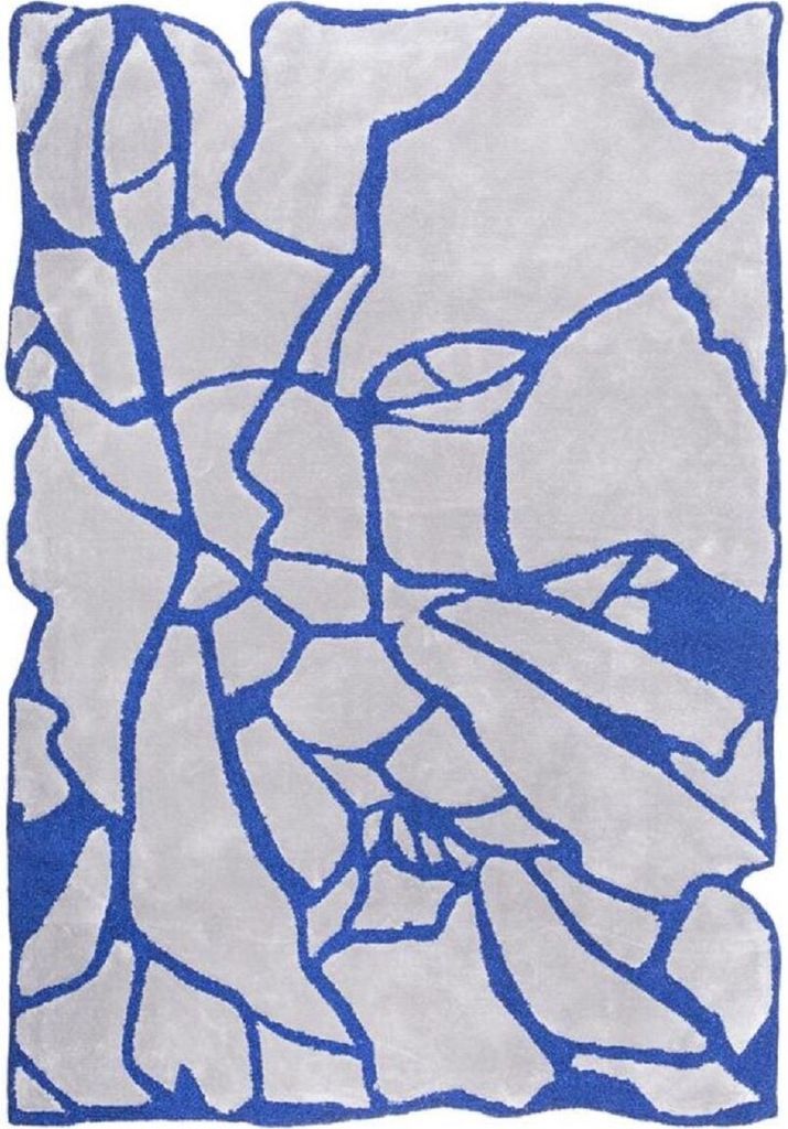Casa Padrino Luxus Teppich Grau / Blau 160 x 230 cm - Rechteckiger Wohnzimmer Teppich - Moderner Schlafzimmer Teppich - Luxus Interior - Luxus Qual...