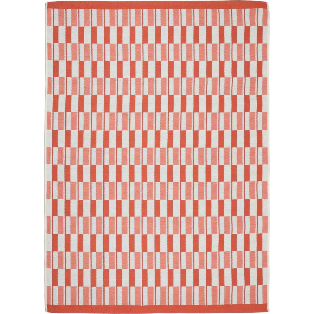 Outdoor-Teppich 200x300 cm Orange - Flachgewebe & Wasserdicht - Geometrisches Muster für Balkon Terrasse Küche