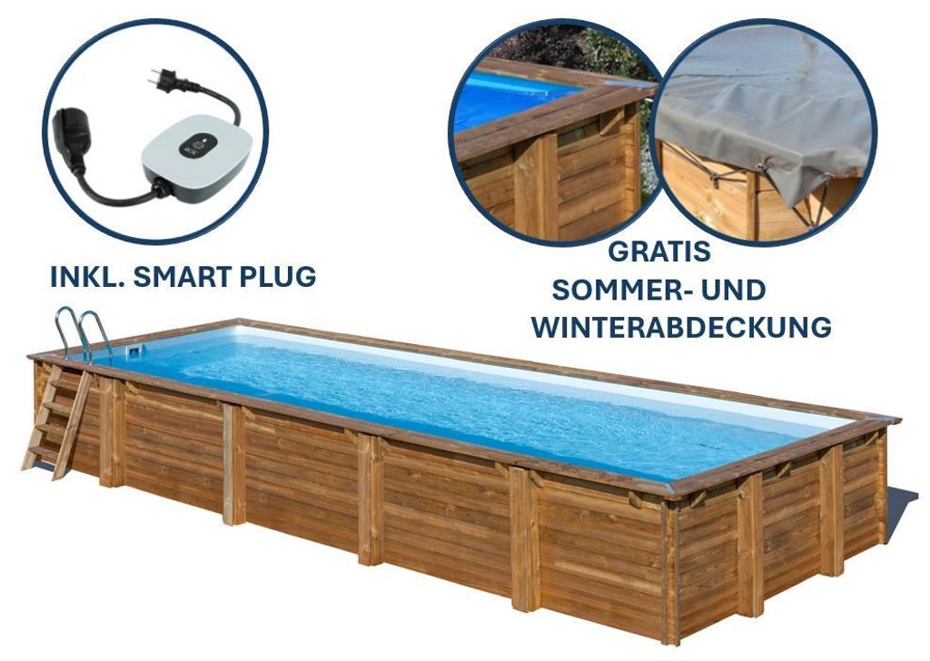 GRE Holzbecken rechteckig Modell Mint 418 x 1013 x 146 cm, Produktbild 