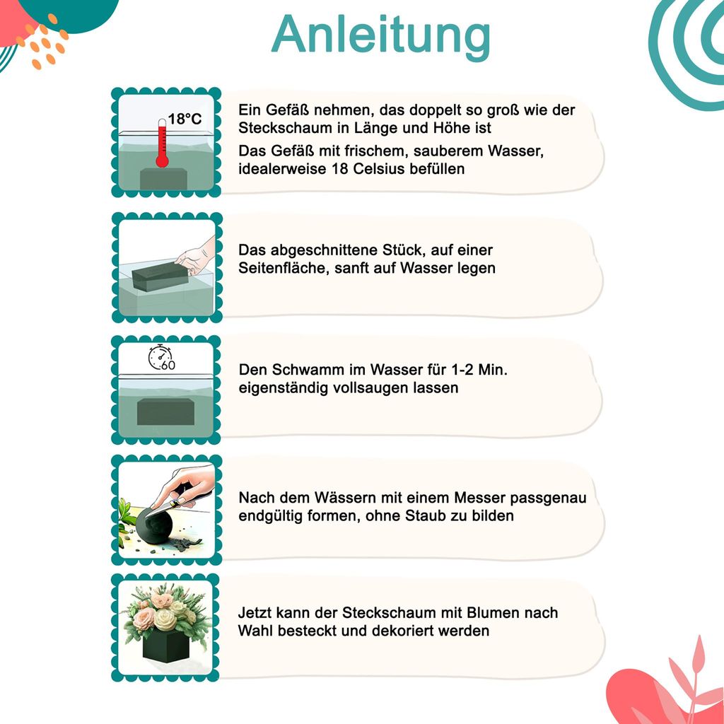 Nass Steckschaum Herz 20cm mit Saugnäpfen 1 Stück