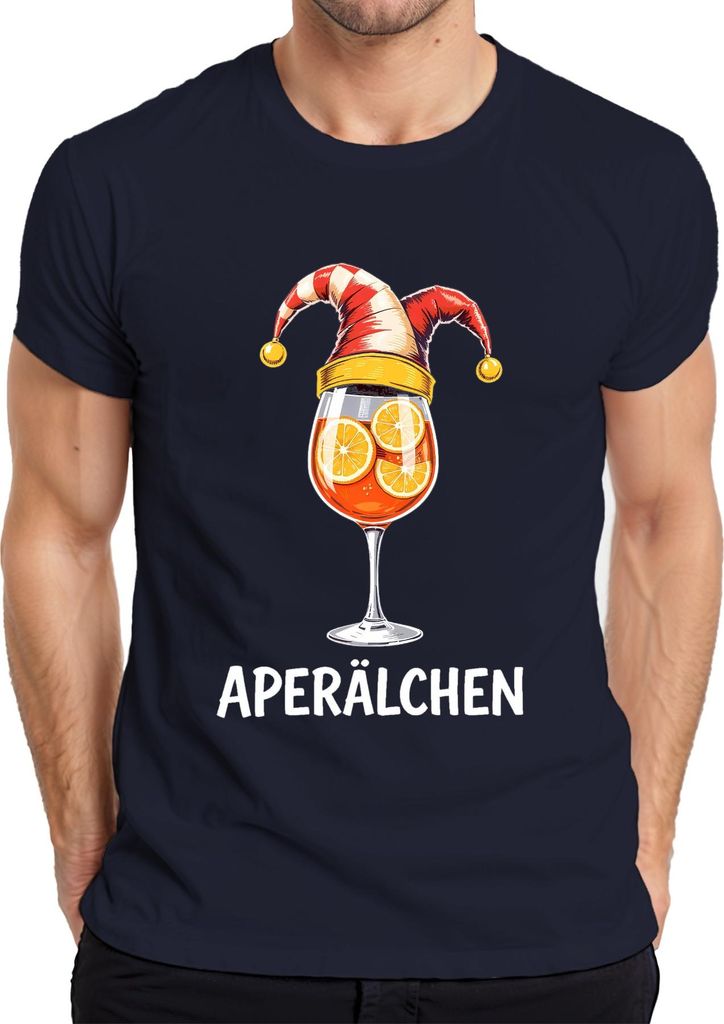 Aperälchen Aperol Spritz Cocktail Glas Orangenscheiben Lustig Herren T-Shirt, Navy, XXL