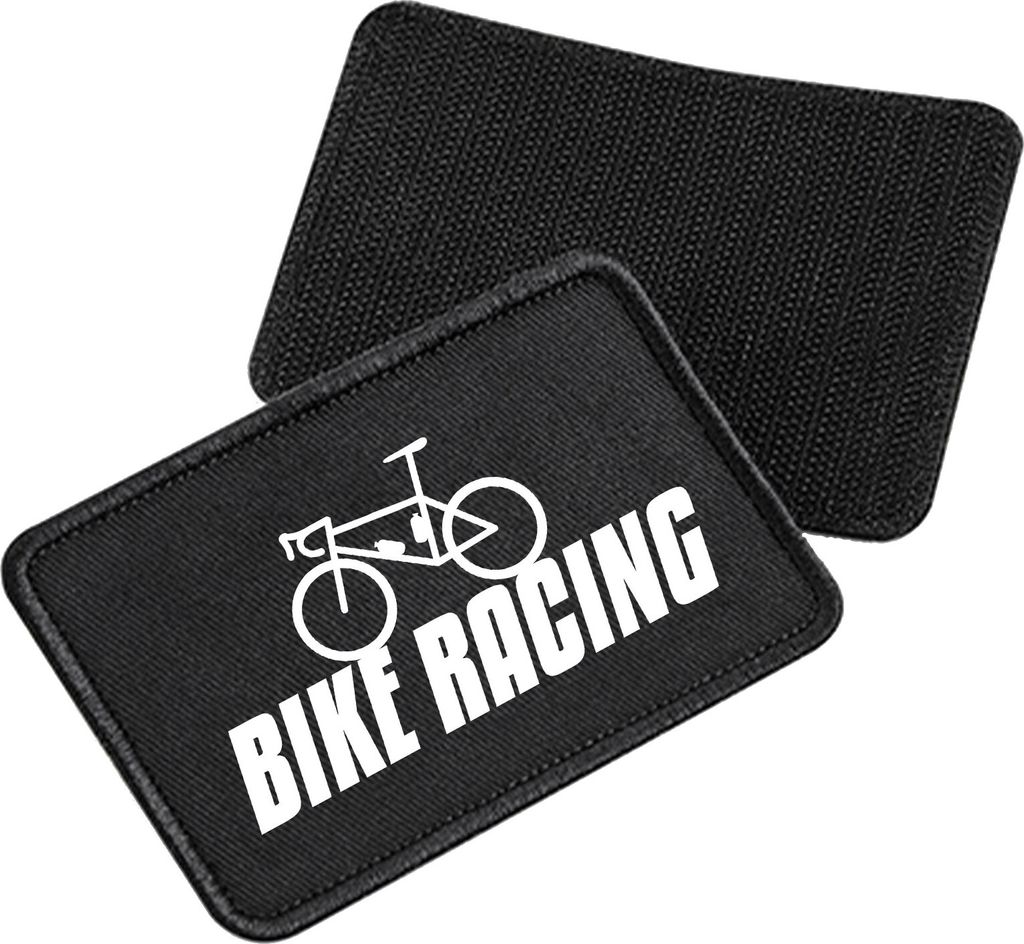 Huuraa Patch Bike Racing Fahrrad Black 10 x 6,5cm Baumwolle Klettpatch für Mütze Geschenkidee