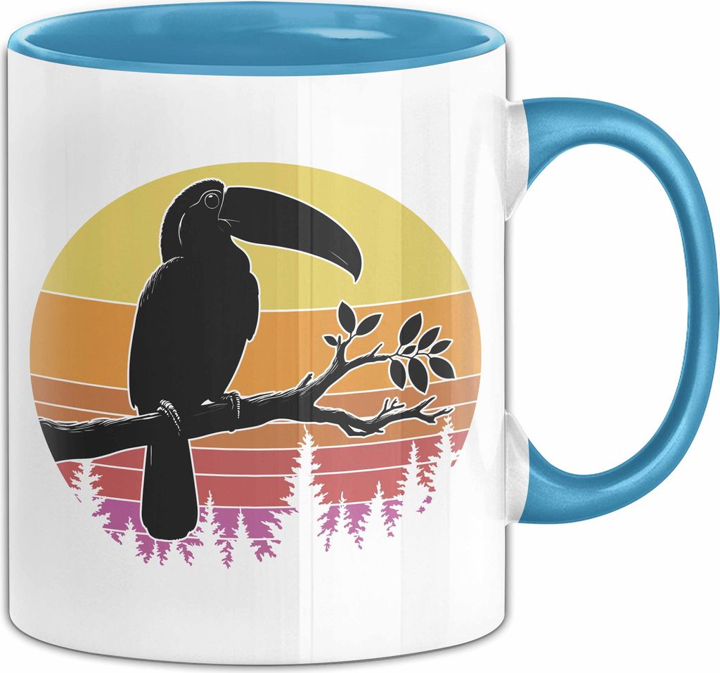 Tukan Regenwald Exotischer Vogel Tasse Geschenk Toucan Vintage (Blau)