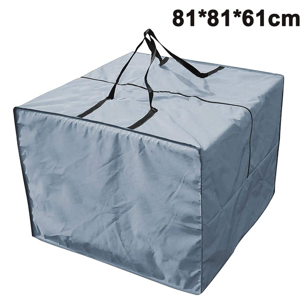 Auflagentasche Aufbewahrungstasche Garten Polster & Kissen Reißfest Tragegriffen graues-420D Oxford-Stoff wetterfest UV-beständig 81X81X61CM