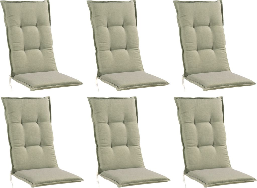 Gartenstuhlauflagen - Grün - Hochlehner - 6er Set