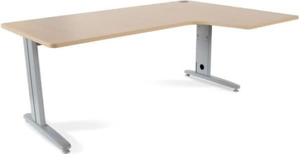 Schreibtisch Metal L-Form rechts 180x120x72cm Gestell grau Platte Melamin buche.