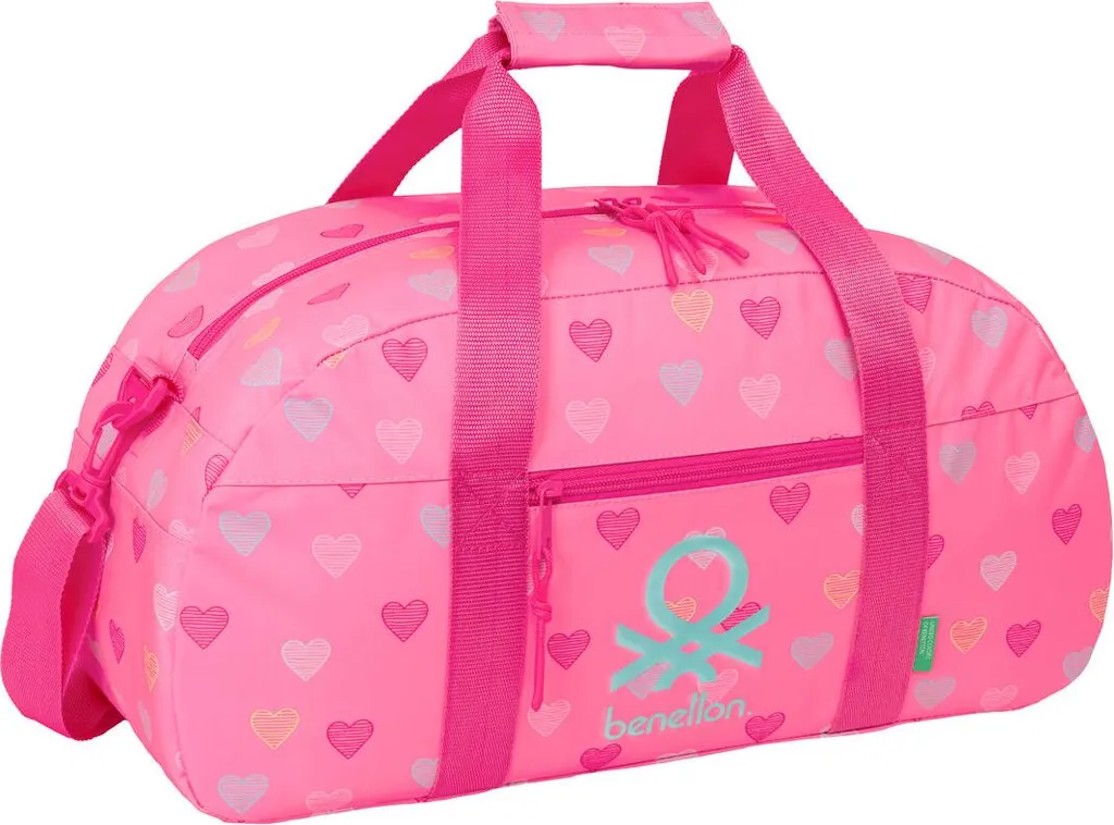 Benetton Heart Pink Gym Bag 50cm | Borsa Sport Rosa Fashion 2026