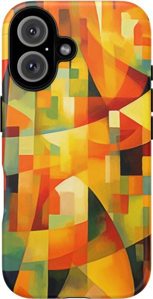 Abstrakte Geometrie in warmen Farbtönen – Hülle Kompatibel mit iPhone 16