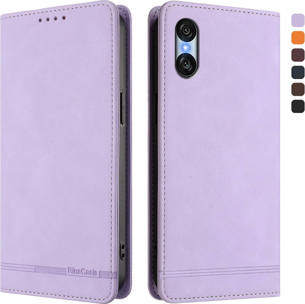 Hülle für Sony Xperia 10 VI, Retro Kunstleder Ständer Klapphülle mit Kartenfächer und Magnetische Violett