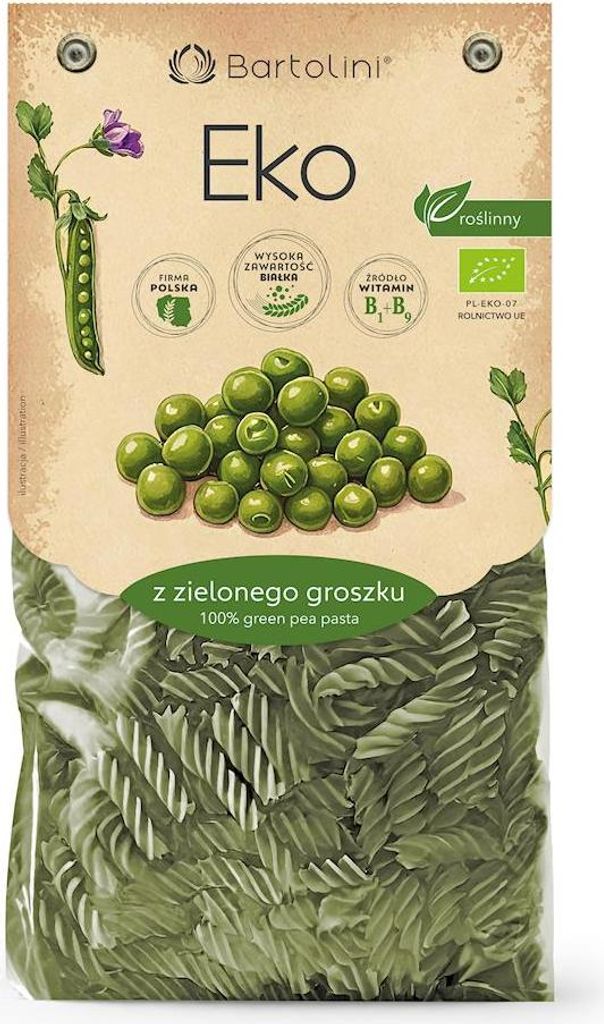MAKARON PROTEINOWY (Z GROSZKU ZIELONEGO) ŚWIDERKI BIO 250 g - BARTOLINI