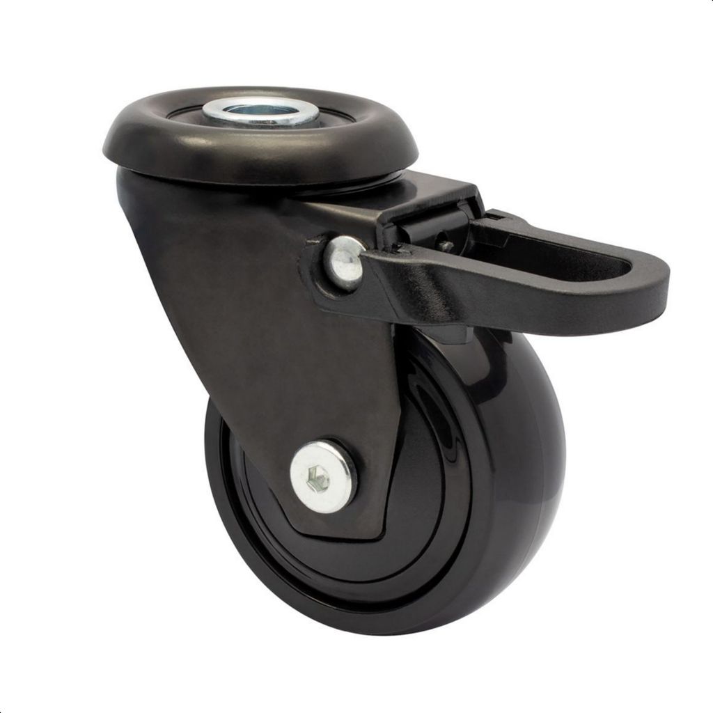 WAGNER 360° - 3C - Lenkrolle, schwarz, soft, Rückenloch, Bremse, für TENO System, Ø 50 mm, Tragkraft 50 kg - 01335201