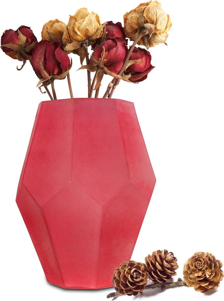 Blumenvase Sofia Vase Tischvase Glasvase Dekovase Blumentopf Pflanztopf (Rot)