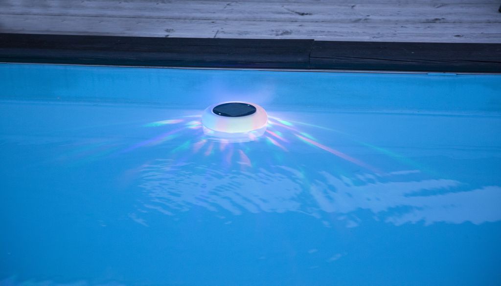 Unterwasser-Leuchte Pool-Licht RGB+Warmweiß LED Solar Schwimmlicht Lampe 19cm 