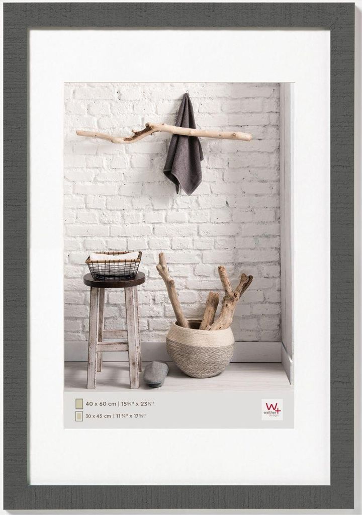 Walther Design HO460D, Einzelbilderrahmen, Holz, Grau, 30 x 45 cm, Rechteckig, Deutschland