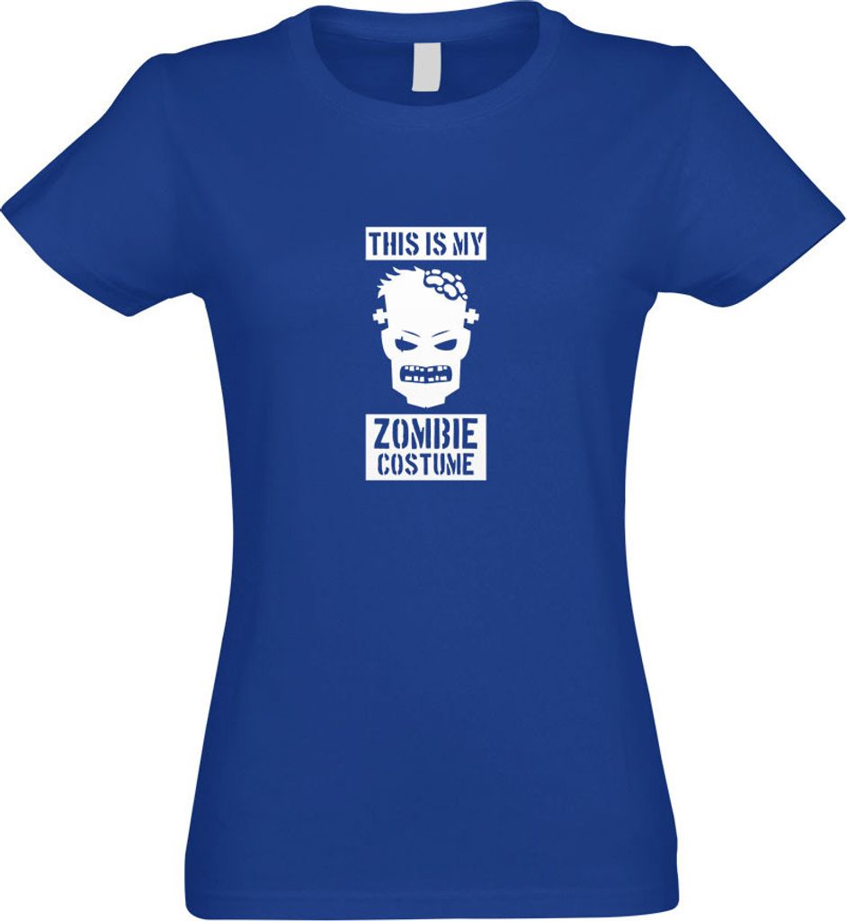 Kiwistar - T-Shirt tailliert - Damen - royal - This is My Zombie Costume - mit Motiv Bedruckt - Funshirt Design - Sport - Freizeit - Damen - S