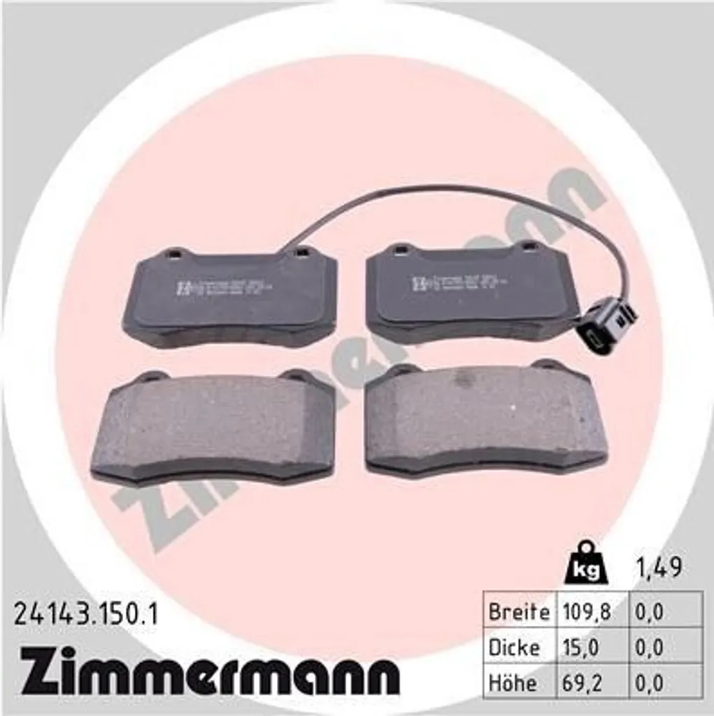 Plaquettes de Frein Sécurité pour Leon 1M1 Zimmermann 24143.150.1 Fix