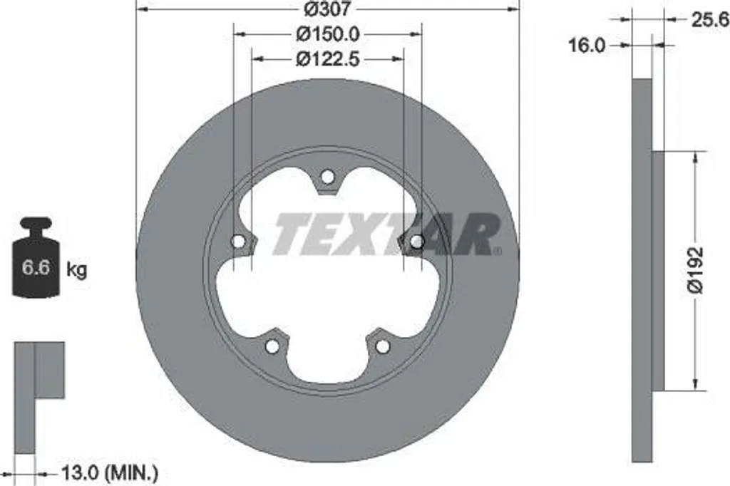 Disque de frein haute teneur en carbone Textar 92274103 Transit OE